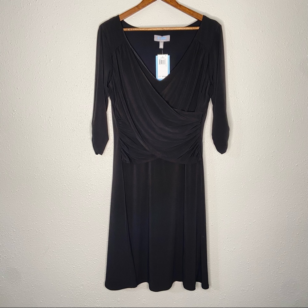 B-Slim by NY Collection women’s faux wrap fit and flare dress NWT large